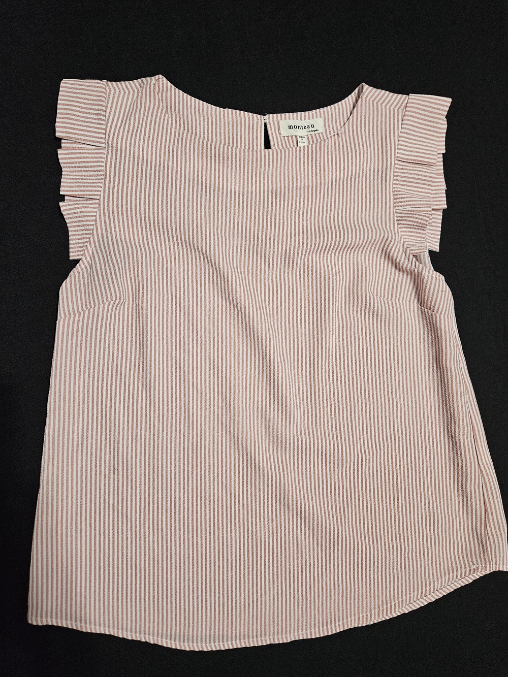 Ruffled Sleeve Pink Stripe Tank Top